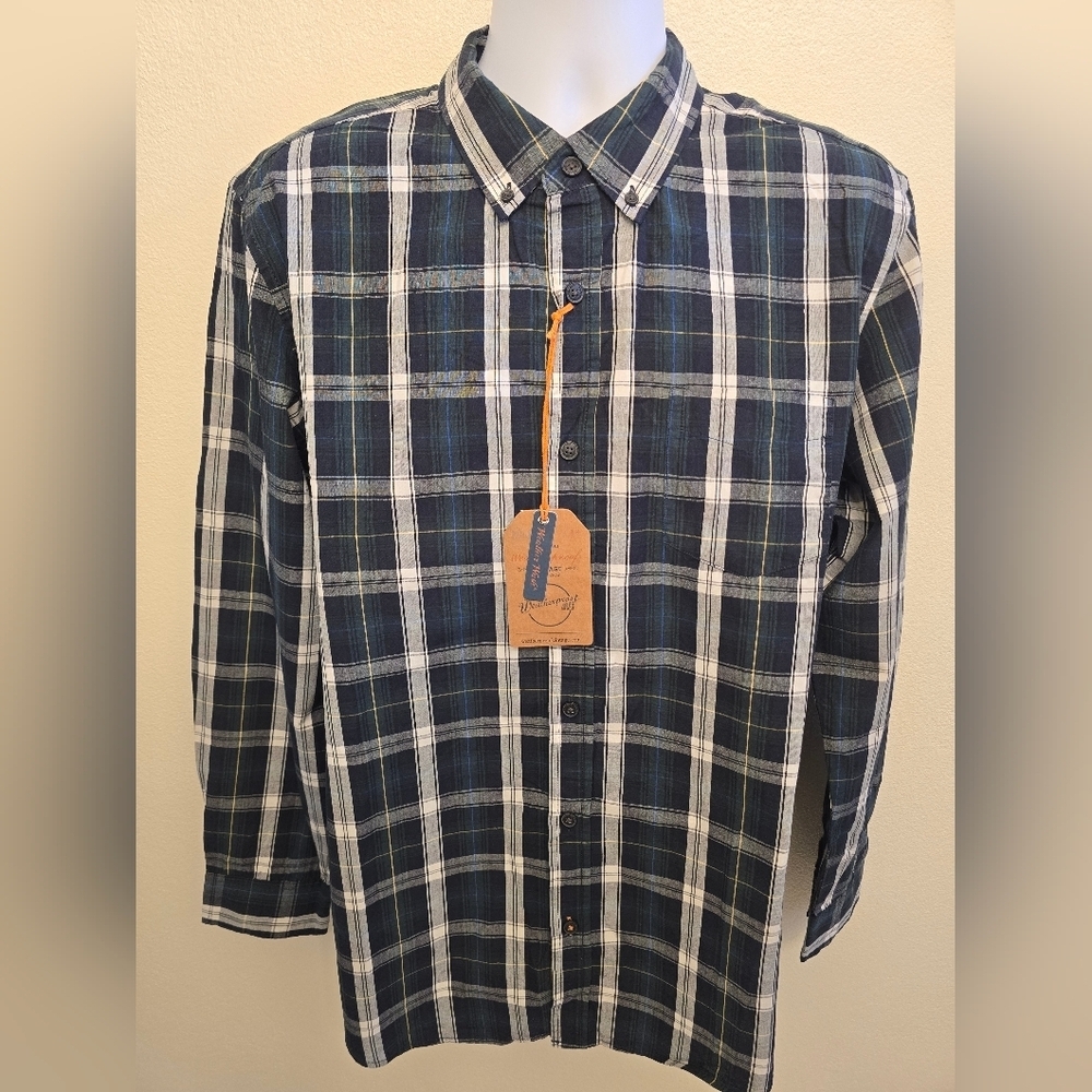 NWT Weatherproof Mens Plaid Button-Down Long Sleeve Shirt